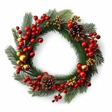 Fototapeta Na drzwi - Christmas wreath on an isolated white background
