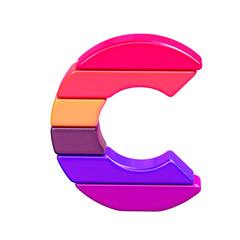 Color symbol made of horizontal blocks. letter c