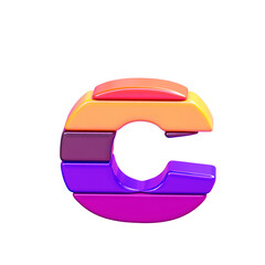 Color symbol made of horizontal blocks. letter c