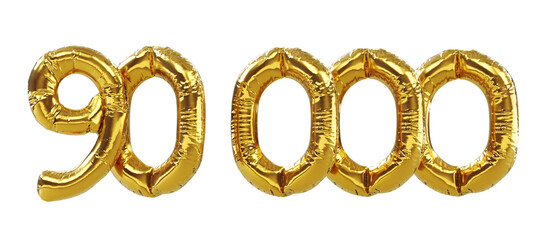 Canvas Print - 3D render of 90k or 90000 followers thank you Gold balloons, ninety thousand gold number balloons