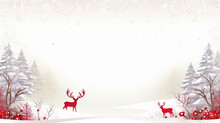 Christmas Reindeer Background With Copy Space