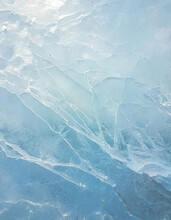 Ice Texture, Cracked And Scratched Frosted Surface, Abstract Winter Season Background