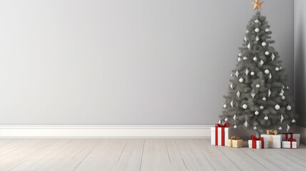 Wall Mural - Christmas wall mock-up. Write on the wall. Scandinavian style. generative ai