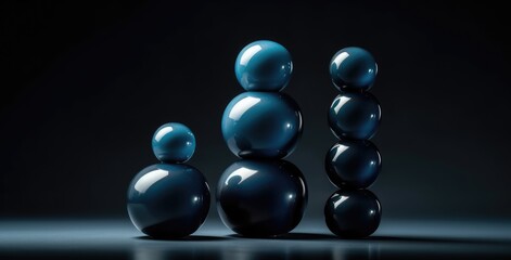 Abstract picture with blue shiny geometric shapes AI generative