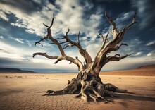 Closeup Tree Desert Cloudy Sky Awe Inspiring Dry River Bed Business Products Supplies Real Deserted Legislature Burning Man Magnum Wet Climate