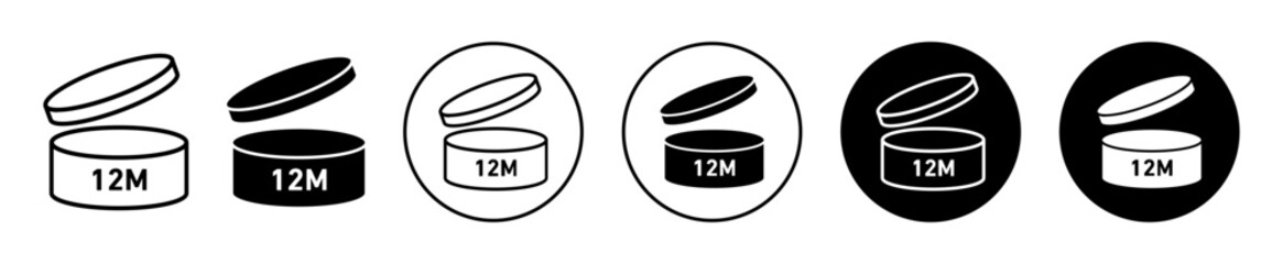 Fototapete - period after opening 12m icon. twelve pao can symbol set. best before or after opening 12 month vect