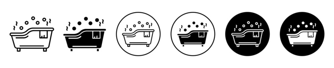 Poster - Jacuzzi icon. Hot bathtub shower symbol set. jacuzzi bath tub with towel vector sign. 