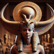 Portrait of Egyptian goddess Hator, goddess of fertility. 