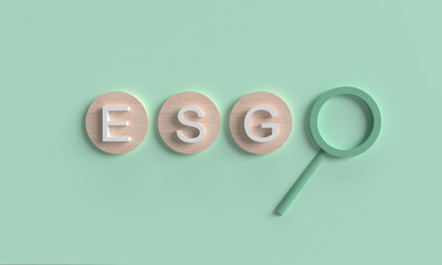 esg text font wooden green blue mininal background wallpaper texture magnifying glass symbol decoration ornament environment business concept nature technology green ecology economy energy power earth