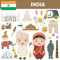 Set of India famous landmarks