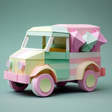 Origami pastel color truck vehicle jeep