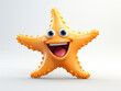 A 3D Cartoon Starfish Laughing and Happy on a Solid Background