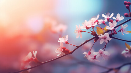 Wall Mural - image of natural abstract background closeup spring with flower and blurred background