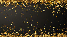Christmas With Star Sequin Confetti Frame Gold Glitter Falling Particles With Black Background