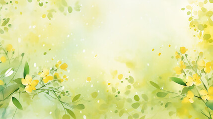 Wall Mural - spring background with yellow and green watercolor background