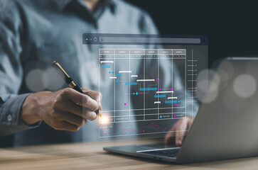 Fototapete - businessman schedule plan management shows a timeline Gantt chart