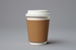 3D rendered image of a coffee cup with sleeve and lid on a plain background. Generative AI