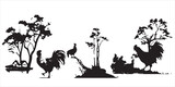 Fototapeta Fototapety na ścianę do pokoju dziecięcego - Silhouette of Cock in the tree vector illustration