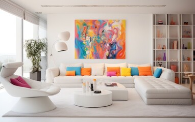 Wall Mural - A Scandinavian style large flat living room