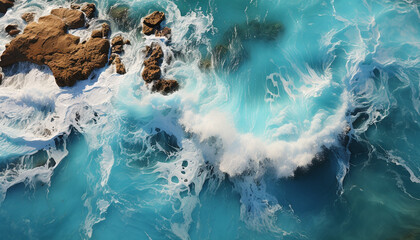  Wave, nature, water, surf, summer, coastline, landscape, seascape, wet, splashing generated by AI