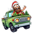 © pisan - Christmas Reindeer Pickup Truck Clipart Illustration