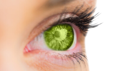 Poster - Digital png photo of woman's green eye on transparent background