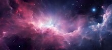 Galaxy Texture With Stars And Beautiful Nebula In The Background, Pink And Gray.