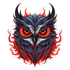 Wall Mural - angry owl head tattoo design dark art illustration isolated on white background