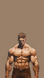 © 俊后生 - Hand drawn cartoon illustration of strong muscular man