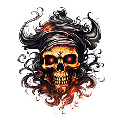 Wall Mural - skull pirate fire