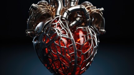 Poster - Anatomically correct human heart made from metal plates and pipes.