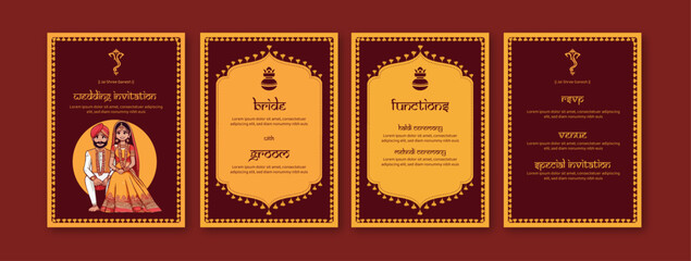 Wall Mural - Indian wedding invitation template 