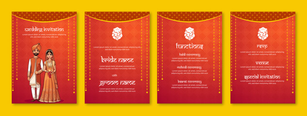 Wall Mural - Indian wedding invitation template 