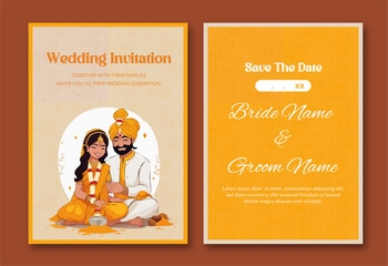 Wall Mural - Indian wedding invitation template 