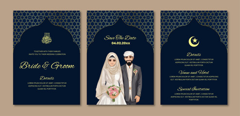 Wall Mural - Islamic wedding invitation template 