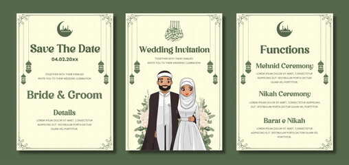 Wall Mural - Islamic wedding invitation template 