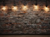 Fototapeta Mapy - Brick wall background with wall lighting generative ai