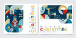 © Graphicstore - Set of Merry Christmas and Happy New Year 2024 vector illustration for greeting cards, posters, holiday covers in modern minimalist geometric style.