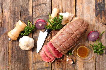 Wall Mural - Prime rib- Roast beef with ingredient and sauce