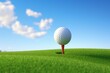 golf ball on tee, 3D rendered. Generative AI