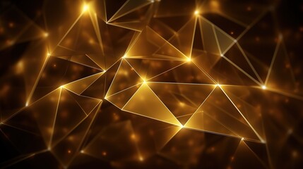 Poster - abstract background ,gold triangles,shining gold crystals