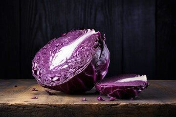 Wall Mural - Red cabbage on the table close up