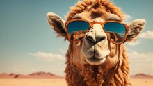 Adorable Camel Wearing Glasses, Realistic Illustration Of A Cute Animal With Glasses For Decorating Projects