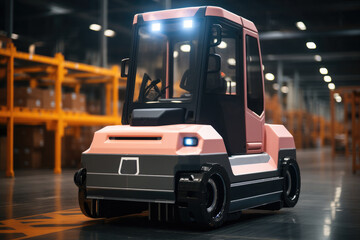 Leinwandbilder - A AGV forklift working at warehouse.