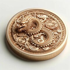 gold coin with dragon symbol