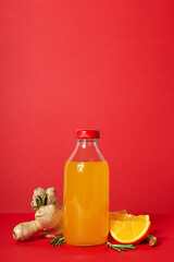 Wall Mural - Concept of healthy liquid - ginger turmeric drink