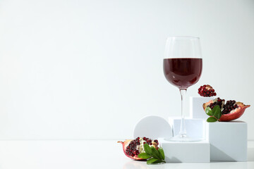 Wall Mural - Pomegranate wine, delicious and gourmet alcohol drink