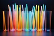 many colorful straws in glass. Generative AI