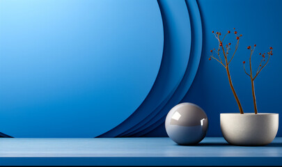 Wall Mural - Vase with branch in it next to ball.