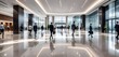 Extra long exposure photoshoot of business people walking in the business centre lobby. Digital AI. Generative AI